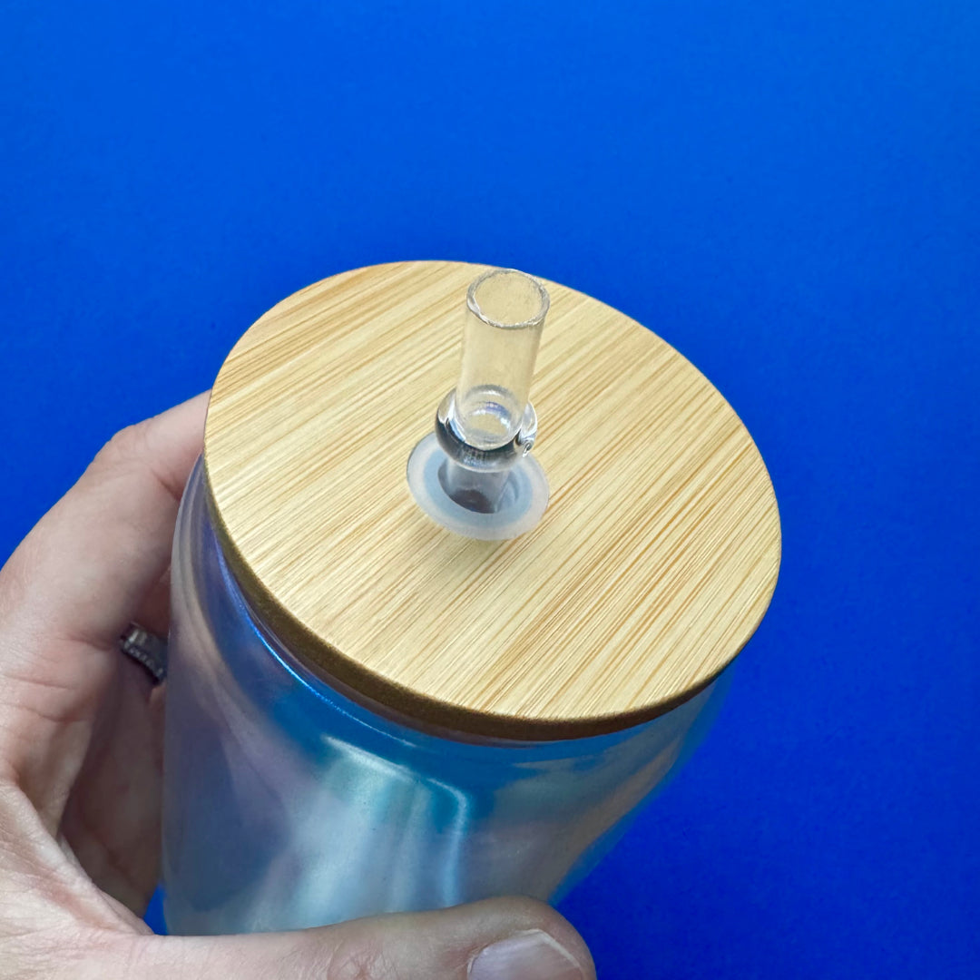 Jinx, Vi or Caitlyn Glass with bamboo lid and straw