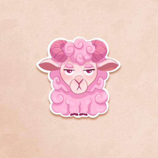 Grumpy Pink Sheep Sticker
