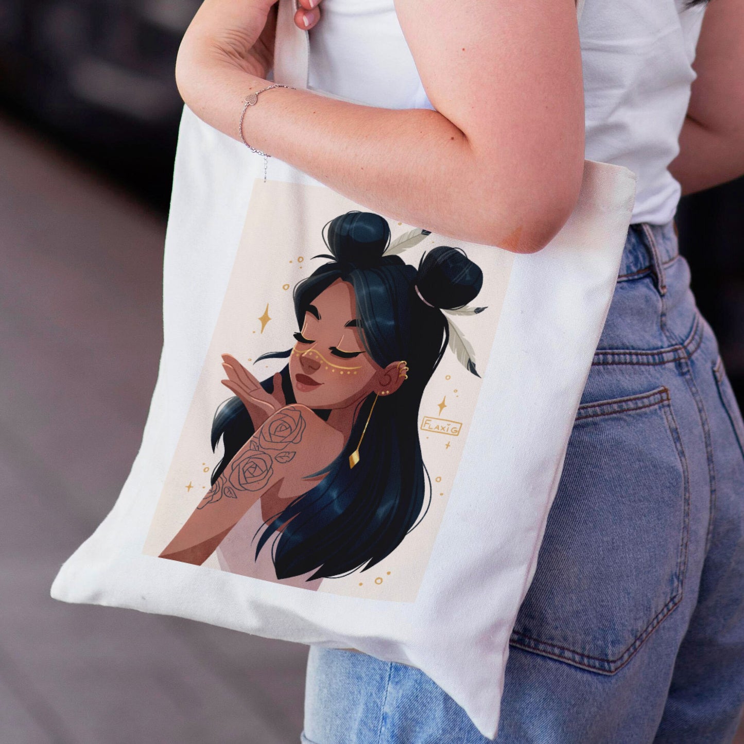 Boho Girl Tote Bag