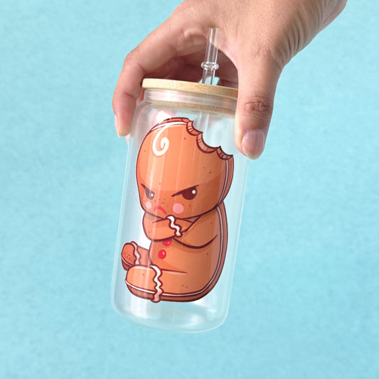 Glass with bamboo lid and straw "Gingy"