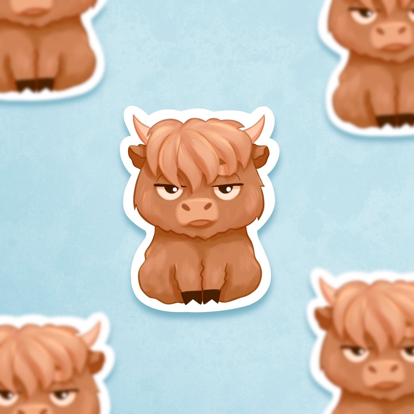 Grumpy Highland Cow Sticker