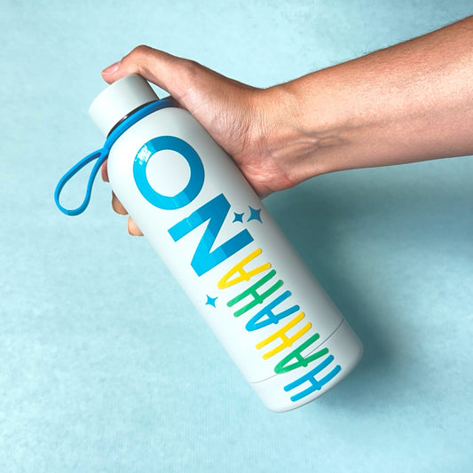 Hahaha No Thermos Bottle with 3D UV-Sticker