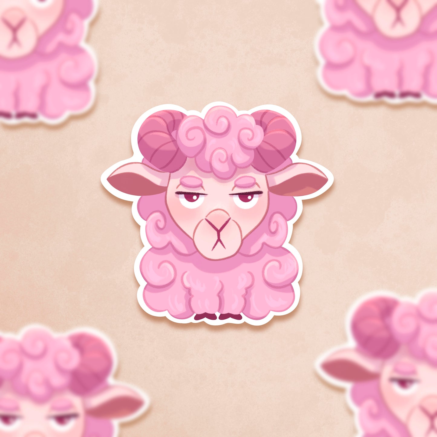 Grumpy Pink Sheep Sticker