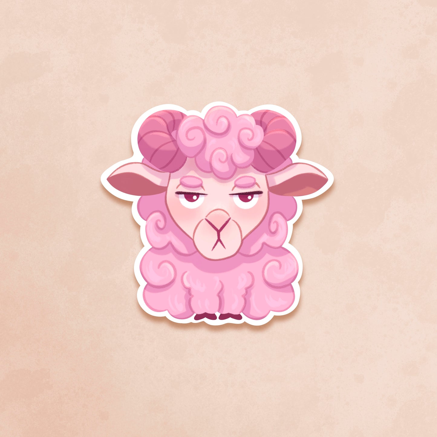 Grumpy Pink Sheep Sticker