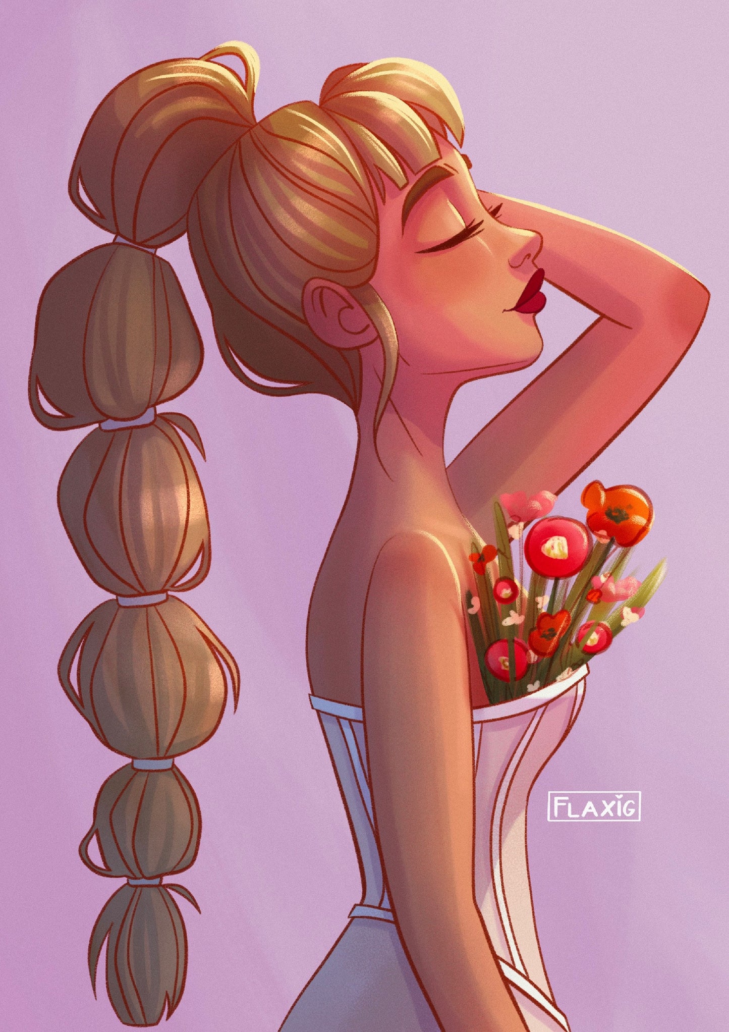 Girl with Flowers Art Print