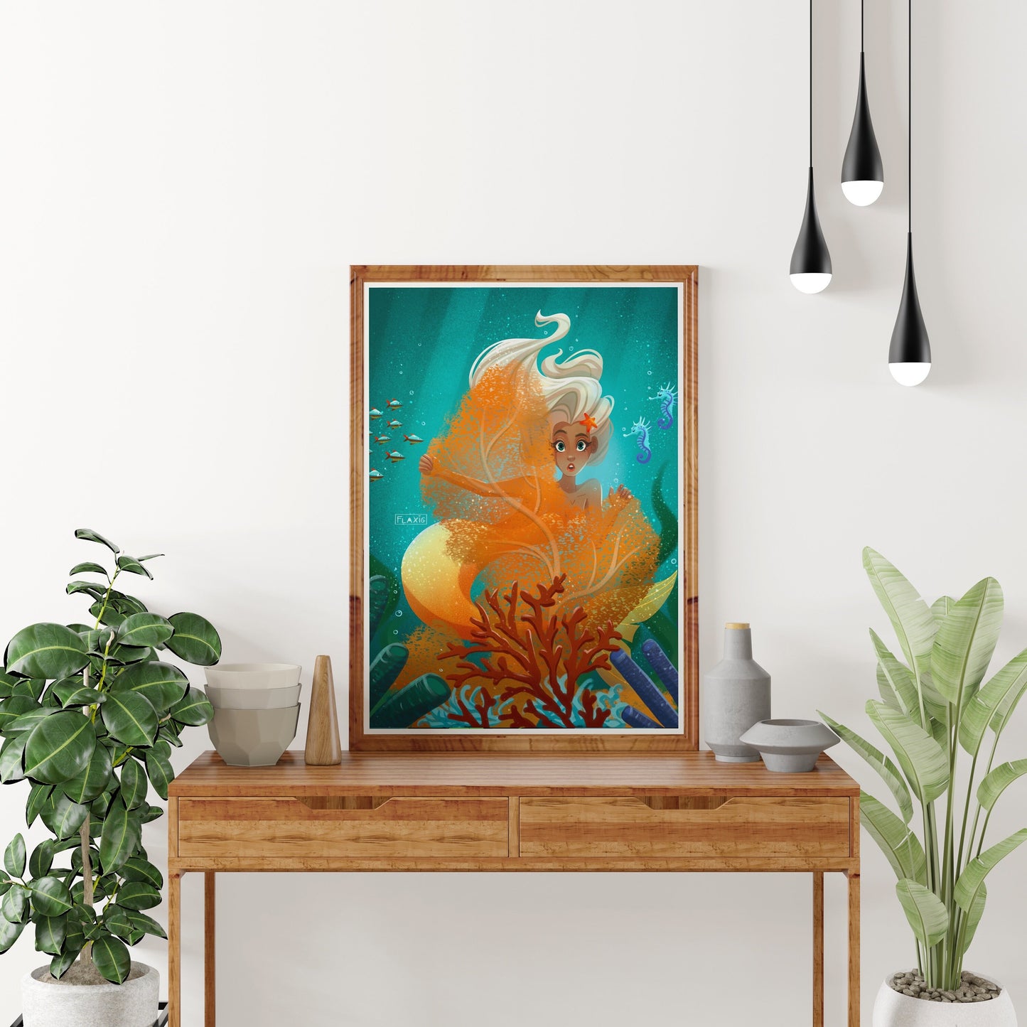 Mermaid in the reef Art Print