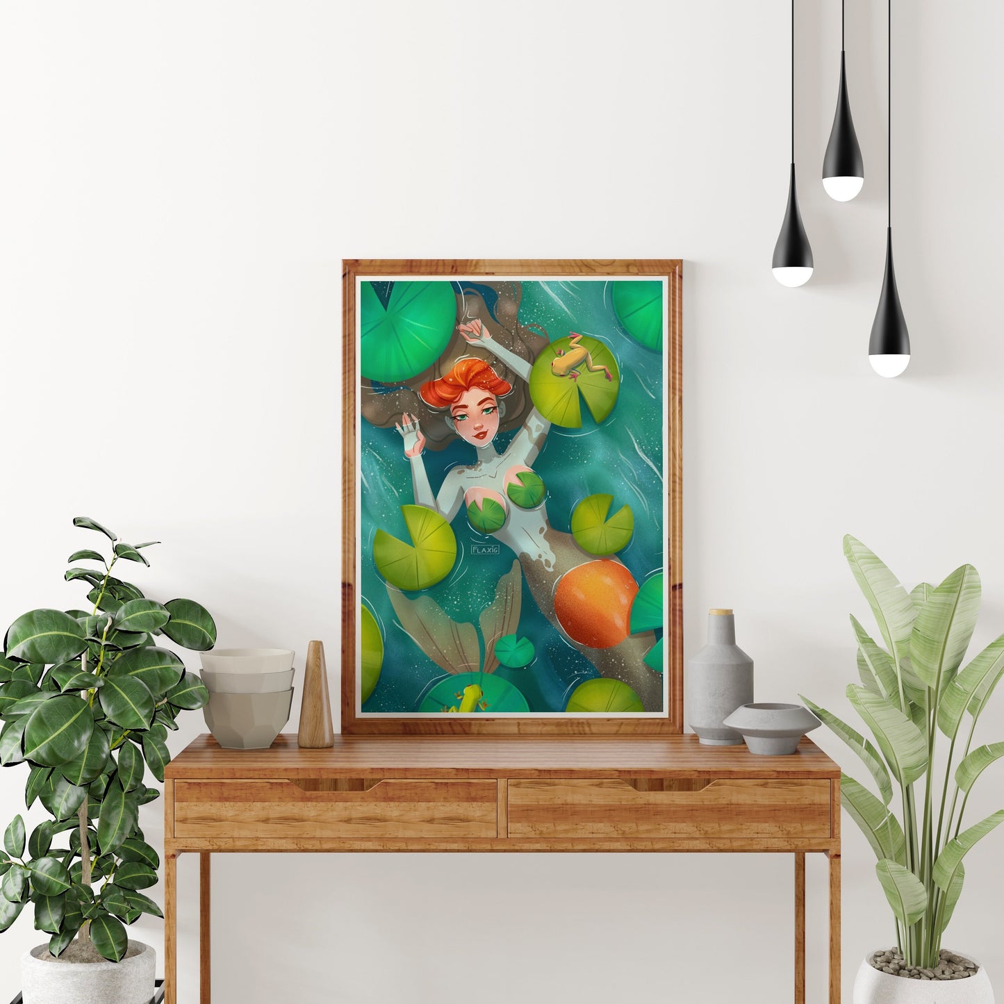 Mermaid in the lake Art Print