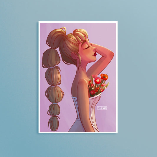 Girl with Flowers Art Print