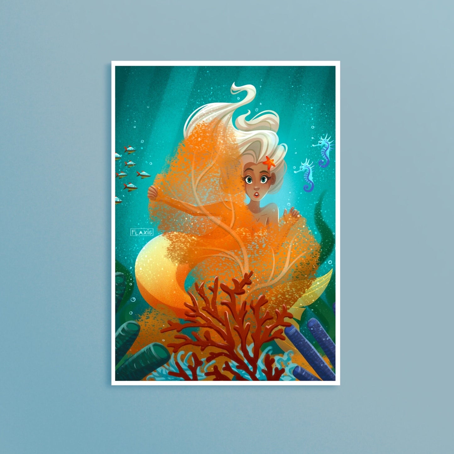 Mermaid in the reef Art Print